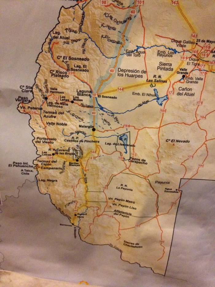 Carte du sud de la région de Mendoza